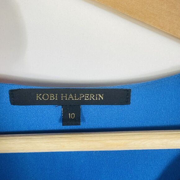 Kobi Halperin Blue Silk Sleeveless Blouson Asymmetrical Side Tie Dress Womens 10 - Picture 8 of 9